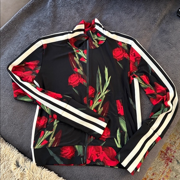 Norma Kamali Floral Jacket with Red and Green Accents - Picture 1 of 8